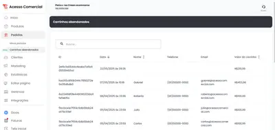 Caso um cliente abandone o carrinho, entre em contato para finalizar a compra