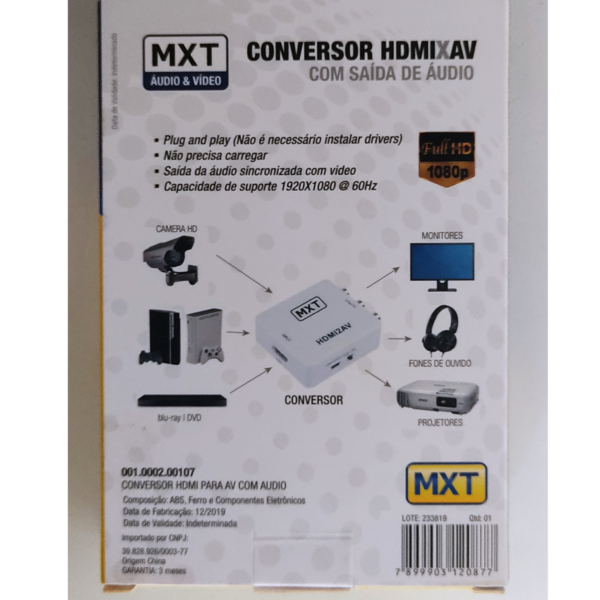 Conversor Hdmi x Av com  saída de áudio - 2