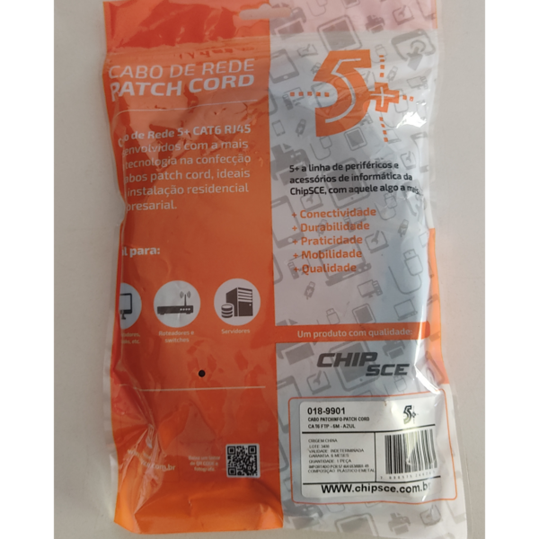 Cabo de rede Patch Cord 5 metros - 2