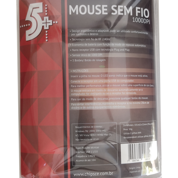Mouse sem fio 1000DPI Chip sce - 2